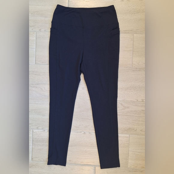 Talbots Tech Stretch Slash Pocket Navy Blue High Waist Leggings - Size Medium - Picture 9 of 16